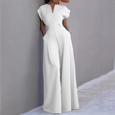 Graceful And Fashionable Solid Color High Waist Wide Leg Pants - kinko