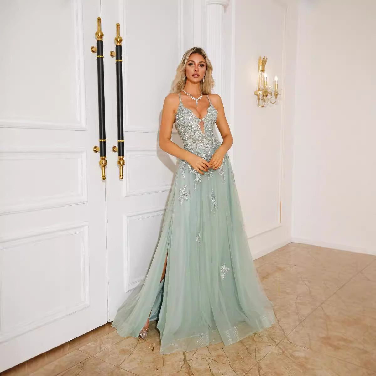 Women Evening Dresses Suspender Dance Dress Long - kinko