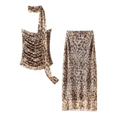 Women's Fashion Animal Print Silk Net Tube Top - kinko