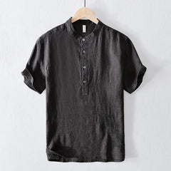 National Men's Embroidered Breathable Solid Color Short Sleeve - kinko