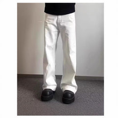High-grade Loose Straight Wide Leg American High Street White Jeans Men - kinko