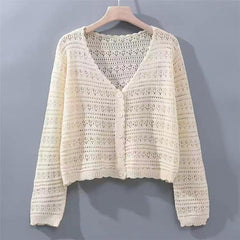 Loose Hollow Knitted Air Conditioning Shirt - kinko