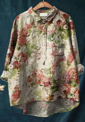 Loose Print Crew Neck Casual Plus Size Women's T-shirt - kinko