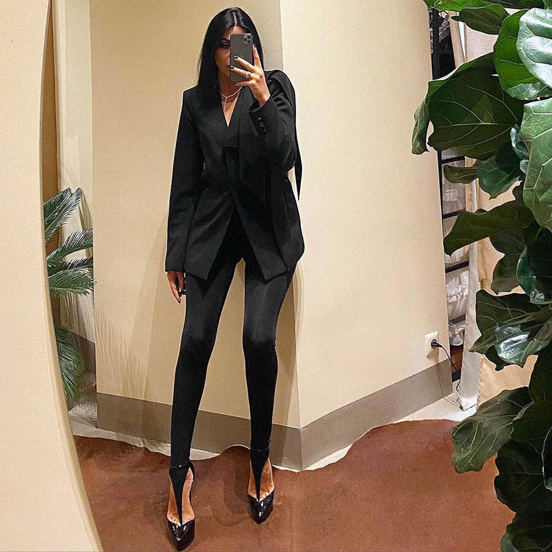 Women's High Waist Black Stretch Leggings - kinko