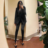 Women's High Waist Black Stretch Leggings - kinko