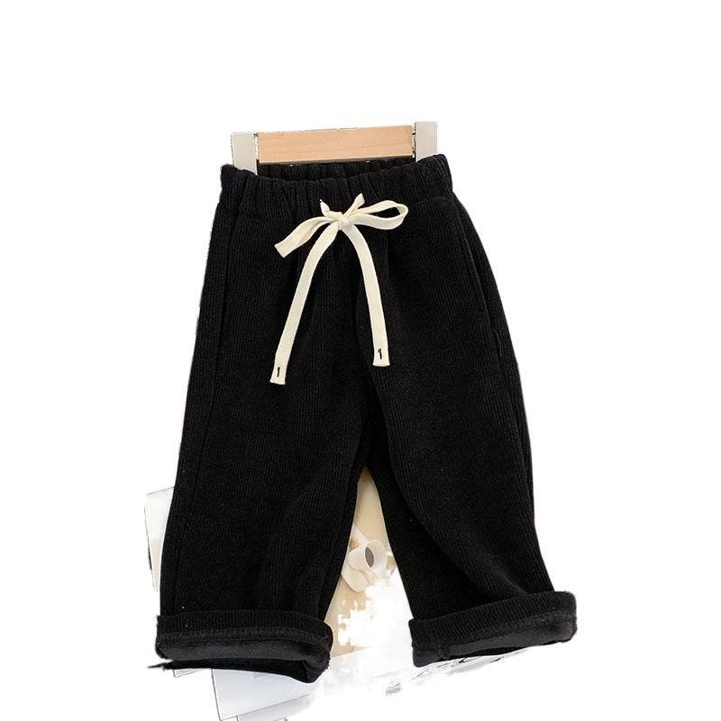 Straight-leg Pants Children Thick Warm Wide-leg Pants - kinko