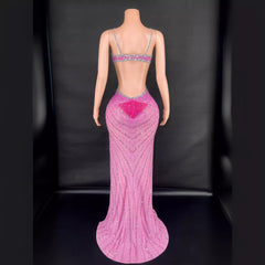 Sling Super Shiny Light Diamond Cinched Bodycon Sleeveless Dress Party Performance Stage Performance Dress - kinko