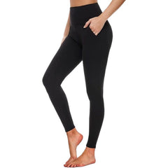 Women's Pocket Soft Belly Contracting High Elastic Slim High Waist Leggings - kinko