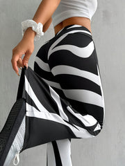 Bell-bottom Pants Fashion Printed High Waist Sheath Casual Pants - kinko