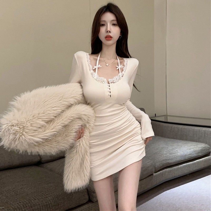 Lace Stitching Women's Elegant Slim-fit Hip Skirt - kinko