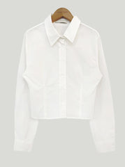 Waist-tight Slimming And Short Long-sleeved Shirt Women's Lapel Shirt - kinko