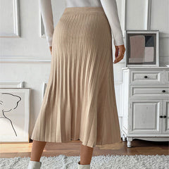 Pleated Knitted Skirt Office Pleated Skirt Autumn Winter