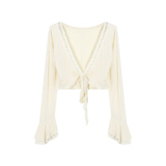 Lace-up Sun Protection Coat For Women Summer Sexy Slim-fit Crop-top - kinko