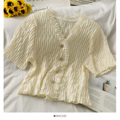 Casual All-match Blue Short-sleeved T-shirt For Women - kinko