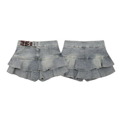 American Retro Girly Simplicity Denim Skirt - kinko