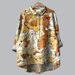 Loose Print Crew Neck Casual Plus Size Women's T-shirt - kinko