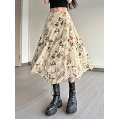 Sneaky Design Floral Flounce Irregular Long Dress - kinko