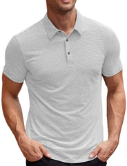 Contrast Color Striped Short Sleeve Men's Summer Loose Lapels - kinko