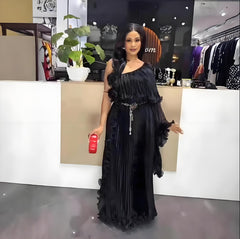 Fashionable One-shoulder Elegant Evening Dress - kinko