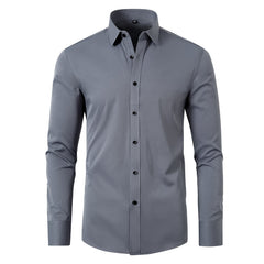 Full Elastic Force Shirt Men's Non-ironing Anti-wrinkle Solid Color - kinko
