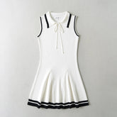 Knitted Lapel Butterfly Strap Sports Leisure Dress - kinko
