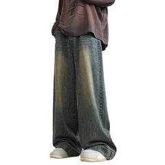 Straight Jeans Men's Summer Ruan Handsome Wide Leg Casual Long Pants - kinko