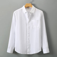 Linen Shirt Men's Long Sleeve Loose Thin Casual - kinko