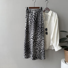 Light Luxury High-grade Leopard Print Split Skirt Women's High Waist Slimming - kinko