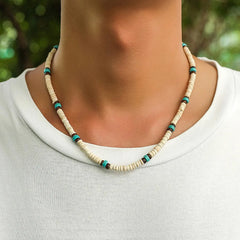 אופנה גברים קיץ חוף עץ חרוזים גולש שרשרת פשוט גיאומטרי שבטי אתני בעבודת יד שרשרת Steampunk זכר תכשיטי מתנה