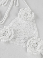 3 Piece Bikini Set 2025 Sexy Crochet Swimwear Floral Bathing Suit with Skirt Sheer Knit Beachwear Vacation Dresses Swimsuit K160