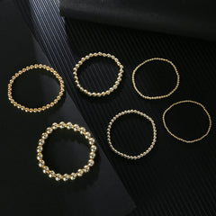 New Fashion Accessories Women' Gifts Simple Smooth Round Beads Black Ore Plated 14k Gold Elastic Hand Beads Multi-layer Bracelet