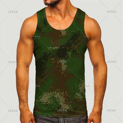Men's Camoufiage Casual Sportwear Tees Summer Sleeveless 3D Camo Print Solider Vest Fitness Daily Oversized Male Tactic Tops