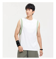 Summer Men's Sleeveless T-Shirt Simple Design Outdoor Fashion Sports Round Neck Vest Top Loose Breathable Quick Dry Male Clothes