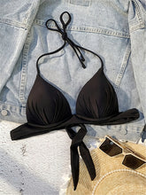 XS - XL Sexy 4 Colors Bra Cup Halter Bikini Top Female Swimsuit Women Swimwear Bather Bathing Suit Swim Solid Beach Top K7019