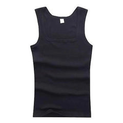 HOT Men's Four Seasons Black And White Classic Color Basic Vest Plus Size Youth Sports And Leisure Running Joker Bottoming
