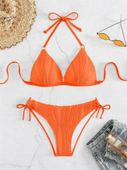 Sexy Bikini 2025 Women White Black Lace Up Backless Padded Micro Swimsuit Push Up Beach Bathing Suit Tie Side Thong Swimwear