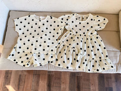 Trendy Children's Summer Clothing Boy's Casual Polka Dot T-shirt Set Girl's Sweet Dress Sibling Outfits Kid's Tee & Shorts Suit