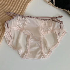 תחתוני נשים רכים וסקסיים תחרה תחתונים שקופים למחצה נושם מותן בינוני צבע איות נוח תחתונים דקים אינטימיים