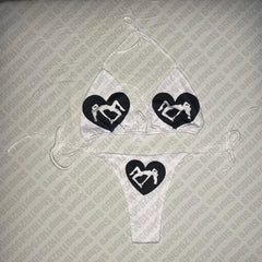 Bikini-Set im Y2K-Stil mit Buchstabenprint, sexy String-Badeanzug, zweiteiliger Badeanzug, Punk-Gothic-Mode, Damen-Bademode der 2000er, Emo-Girls