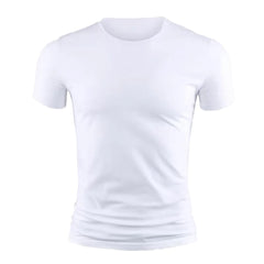 New Men's Short Sleeve T-Shirt Basic Plain Casual Gym Muscle Crew Neck T-Shirts Slim Fit Tops Tee Summer Man Clothing