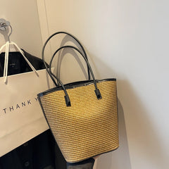 Summer Beach Bags For Women Handmade Rattan Woven Shoulder Bags Large Capacity Straw Bag Bohemian Casual Travel Handbag Totes