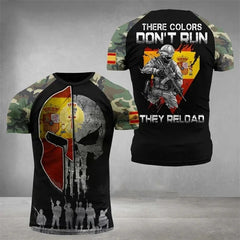 Summer New Men's T-shirt 3D Printed T-shirt Camouflage Army Spanish Flag O-neck Oversized Outdoor Casual Short Sleeved Top