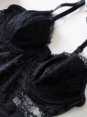 Women Sexy Lace Bras Top Solid Color Underwear Vest Hollow Out Tight Lingerie Crop top Comfortable Breathable Bralette Vest