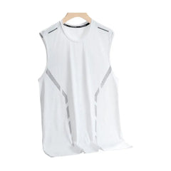 Cooling Technology Tank Top Men Vest Ice Silk Sport Vest O Neck Loose Fit Solid Sleeveless Sweat Absorption Quick Dry Tank Top