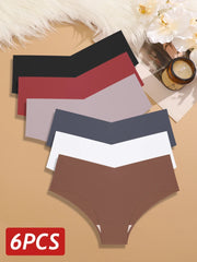 6PCS Women Seamless Panties Ice Silk Ultra Thin Briefs Sexy V Waist Underwear Female Breathable Lingerie Low Rise Underpants