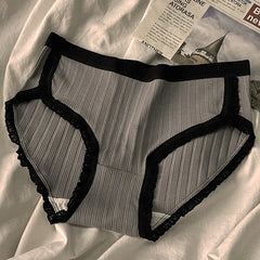 Pure Cotton Underwear for Women, Female Breathable Mid-Waist Underpants Girls Solid Color Briefs Short Sexy Lingerie 40-70KG