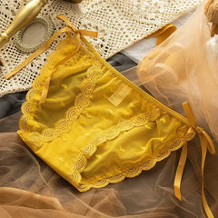 Women's Lace Bow Panties Comfort Hollow Out Briefs Heart Underwear Woman Sexy Pantys Intimates Underpants M L XL