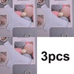 3er-Pack Damen-Slips aus Eisseide, niedrig geschnitten, V-förmiger Bund, Baumwollzwickel, atmungsaktiv, schnelltrocknend, Sportunterwäsche