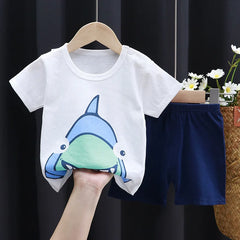 Kinderbekleidungssets für Jungen: T-Shirts mit Cartoon-Print, schlichte modische T-Shirts, Shorts, neue süße Oberteile, Trainingsanzüge, Kurzarm-Tops für Kinder, Shorts
