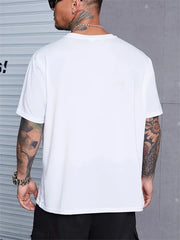 Men's Summer Loose Fit OK Printed T-shirt Tops Cool Design Street Short Sleeve Top Tee Clothing